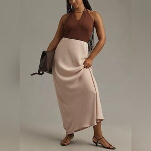 Anthropologie The Tilda Pink Pull On Maxi Slip Skirt